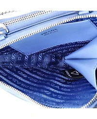 Pre-Owned Prada Mini Triangle Double Zip Pouch Bag with Chain Saffiano Leather
