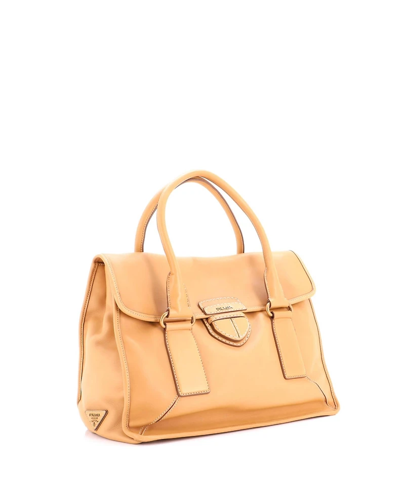 Pre-Owned Prada Large Pushlock Flap Tote Leather