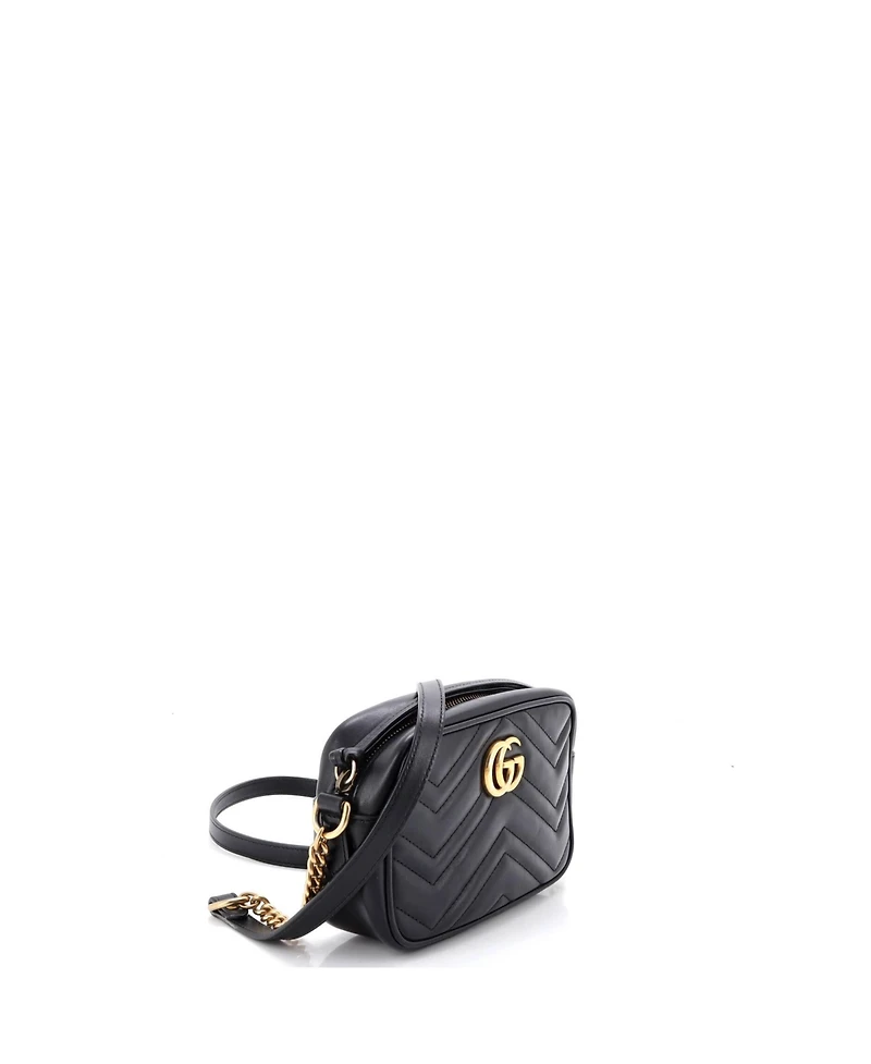 Pre-Owned Gucci Mini Gg Marmont Shoulder Bag Matelasse Leather