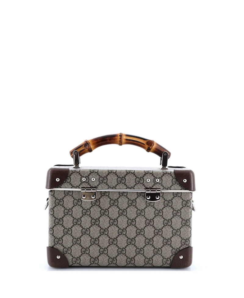 Pre-Owned Gucci Bamboo Globe-Trotter Vanity Case Gg Coated Canvas