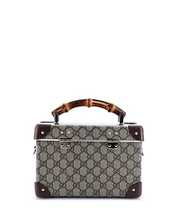 Pre-Owned Gucci Bamboo Globe-Trotter Vanity Case Gg Coated Canvas