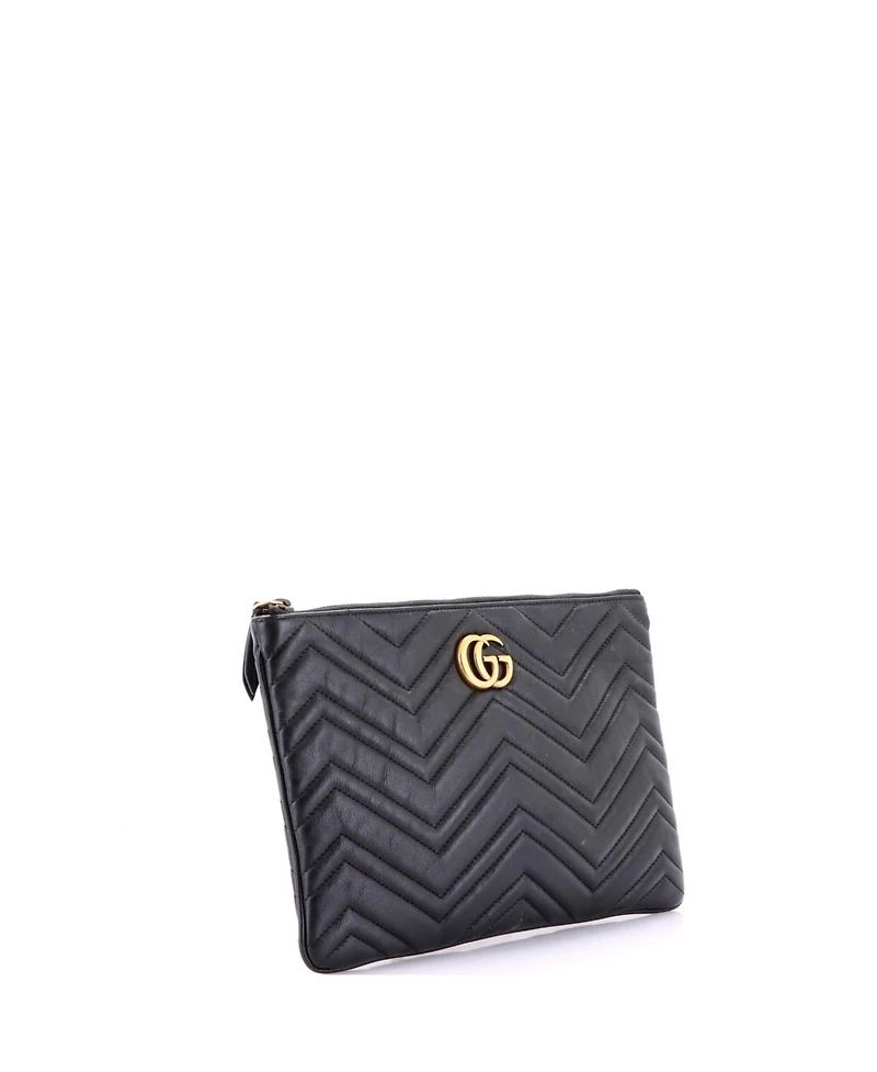 Pre-Owned Gucci Gg Marmont Clutch Matelasse Leather