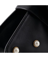 Pre-Owned Gucci Mini Broadway Pearly Bee Shoulder Bag Embellished Leather