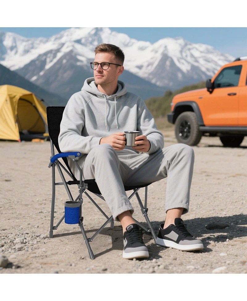 Sugift Portable Folding Oxford Cloth Camping Chair with Cup Holder and Side Pocket