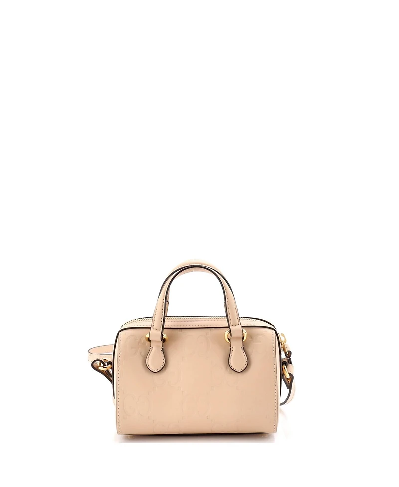 Pre-Owned Gucci Mini Convertible Top Handle Bag Jumbo Gg Embossed Leather