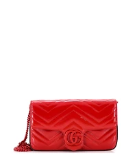 Pre-Owned Gucci Mini Gg Marmont Flap Bag Matelasse Patent