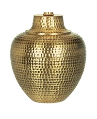 Franklin Iron Works Rustic Farmhouse Table Lamps 27" Tall Set of 2 Antique Brass Hammered Metal Cream Linen Drum Shade for Bedroom House