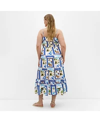 City Chic Plus Aiza Postcard Print Maxi Dress