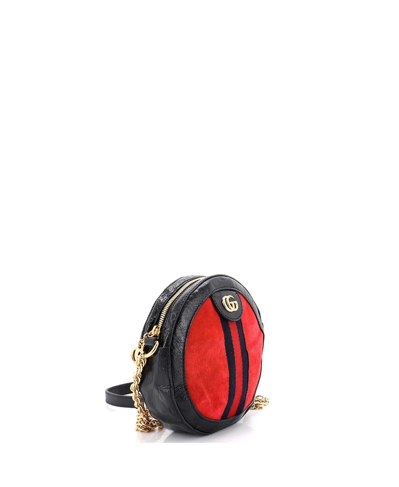 Pre-Owned Gucci Mini Ophidia Round Shoulder Bag Suede