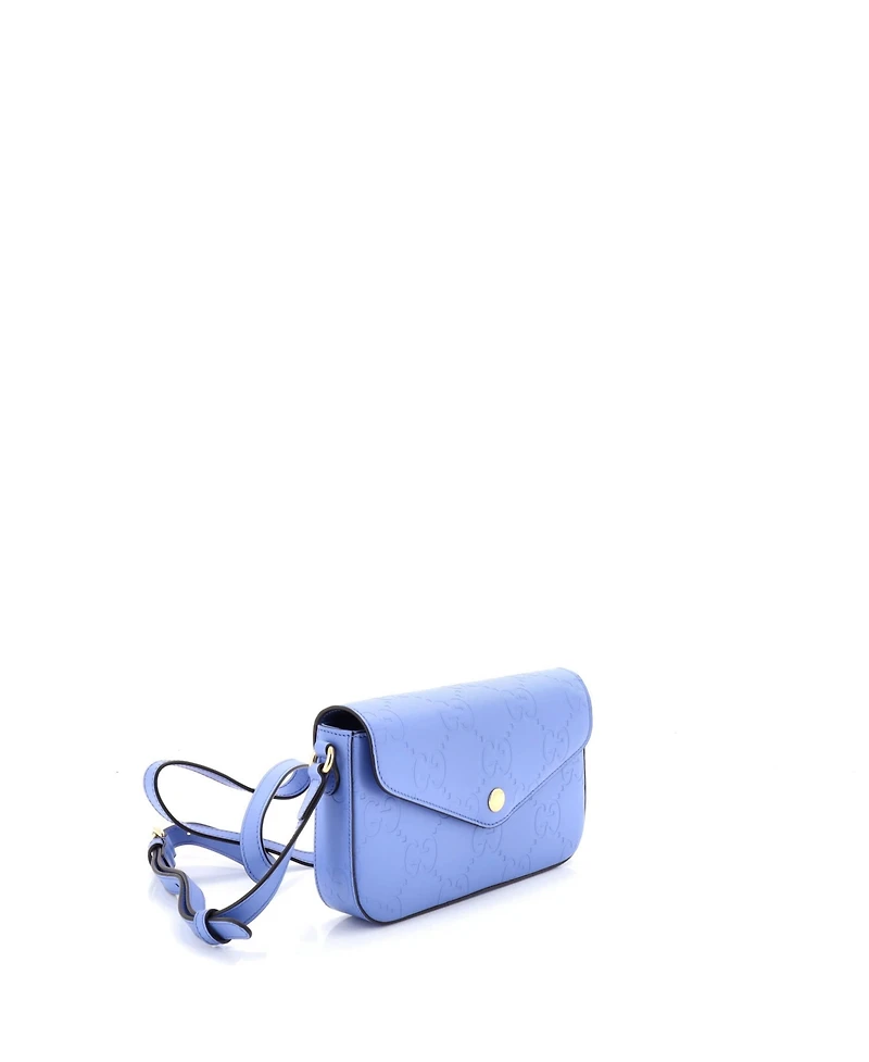 Pre-Owned Gucci Super Mini Envelope Flap Crossbody Bag Jumbo Gg Embossed Leather