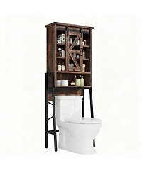 Yigii Adjustable Shelves Over Toilet Cabinet with Barn Door