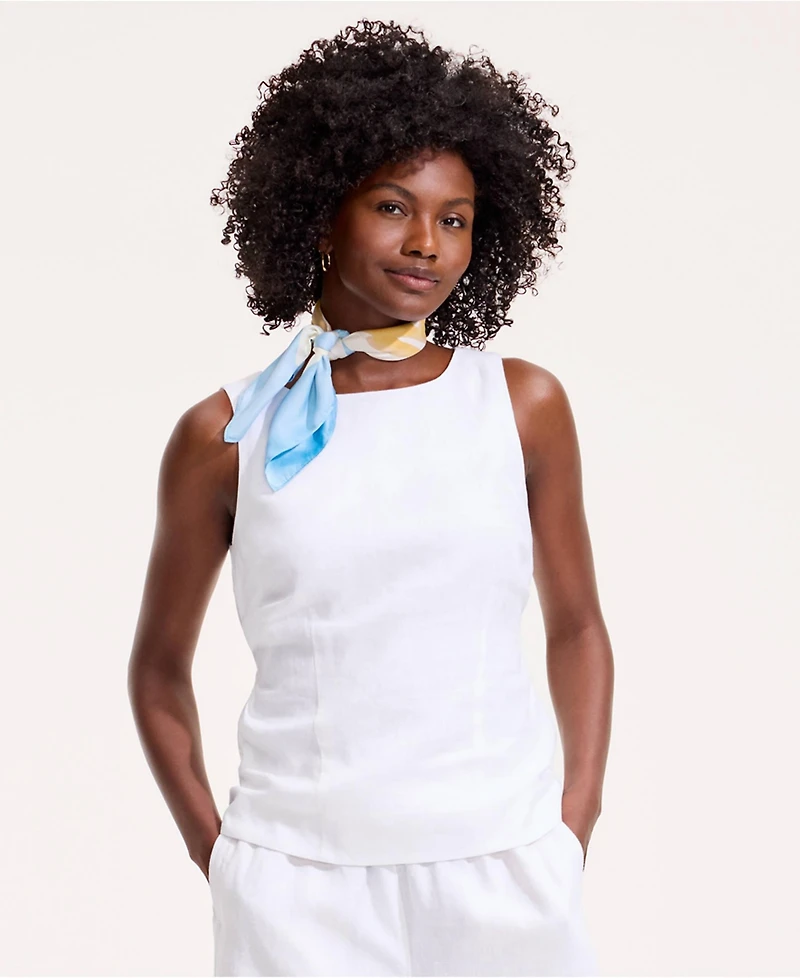 Lands' End Women's Linen Sleeveless Peplum Top