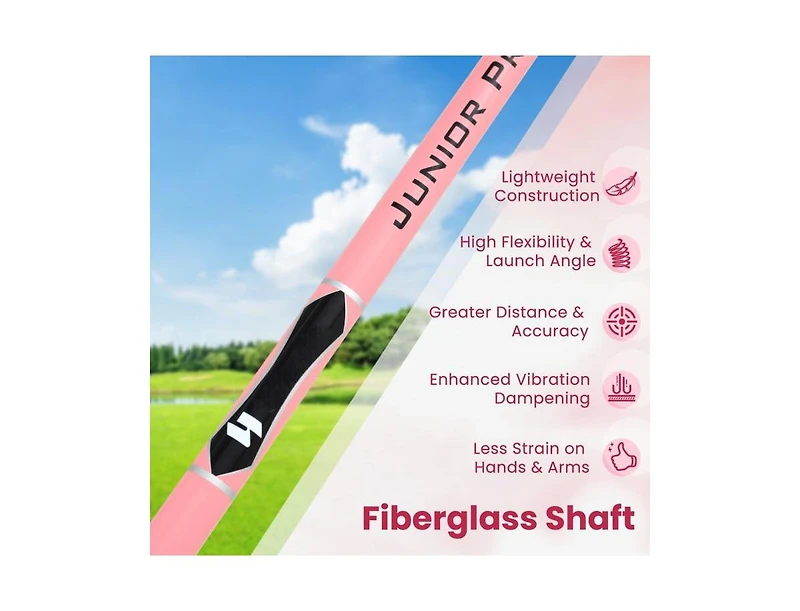 Hongge Junior 7 Iron for Kids with Fiberglass Shaft and Headcover