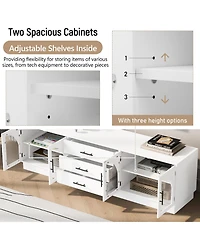 Rainsken 68.9'' Tv Stand for TVs up to 75", Media Console Cabinet with 3 Drawers and Adjustable Shelves, Symmetrical Design for Living Room