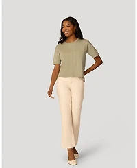 Cable & Gauge Women's Textured Short Sleeve Sweater