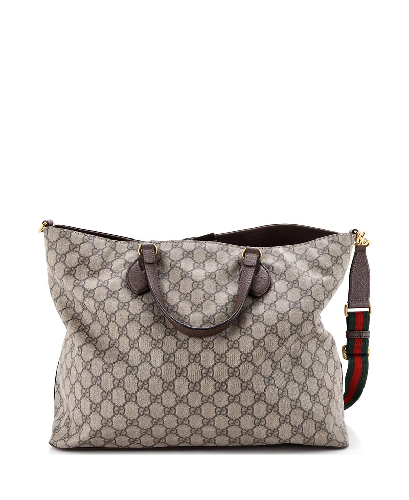 Pre-Owned Gucci Large Courrier Convertible Soft Open Tote Gg Coated Canvas with Applique