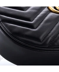 Pre-Owned Gucci Mini Gg Marmont Half Moon Hobo Matelasse Leather