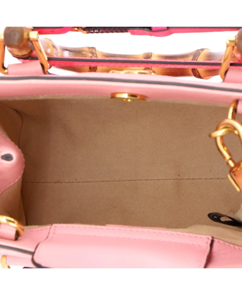 Pre-Owned Gucci Mini Diana Nm Bamboo Handle Tote Leather