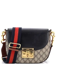 Pre-Owned Gucci Medium Padlock Saddle Shoulder Bag Gg Coated Canvas and Leather