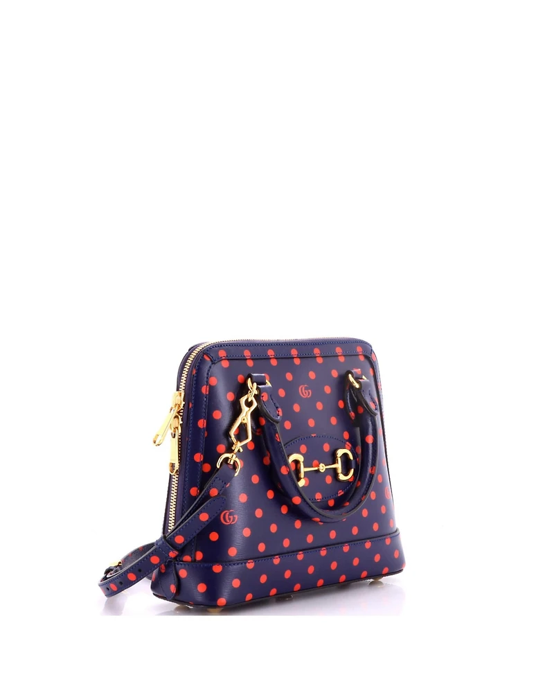 Pre-Owned Gucci Small Horsebit 1955 Top Handle Bag Printed Leather