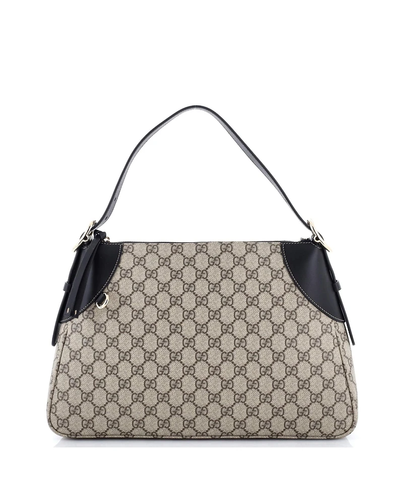 Pre-Owned Gucci Large Emblem Shoulder Bag Gg Coated Canvas with Leather