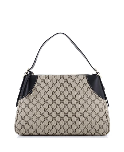 Pre-Owned Gucci Large Emblem Shoulder Bag Gg Coated Canvas with Leather