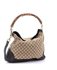 Pre-Owned Gucci Medium Diana Bamboo Shoulder Bag Gg Canvas