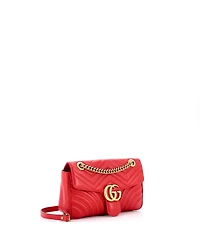 Pre-Owned Gucci Small Gg Marmont Flap Bag Matelasse Leather
