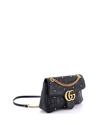 Pre-Owned Gucci Medium Gg Marmont Flap Bag Studded Matelasse Leather