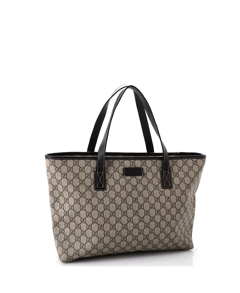 Pre-Owned Gucci Medium Plus Tote Gg Coated Canvas with Leather