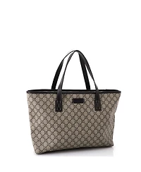 Pre-Owned Gucci Medium Plus Tote Gg Coated Canvas with Leather