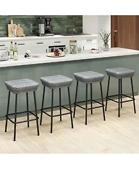 Sugift 29.5 in Patio Bar Stools Set of Two with Rattan Seat