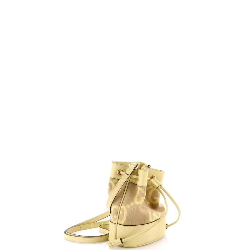 Pre-Owned Gucci Mini Ophidia Bucket Bag Jumbo Gg Canvas with Leather