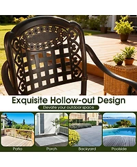 Sugift Set of Two Outdoor Counter Height Cast Aluminum Bar Chairs