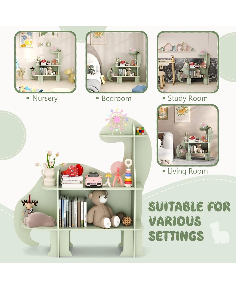 Sugift 3 Tier Dinosaur Kids Bookshelf for Children Bedroom
