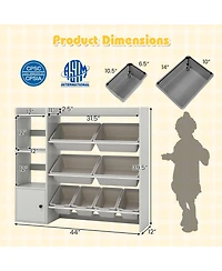 Sugift Kids Toy Storage and Bookshelf with Cabinet and Open Shelves