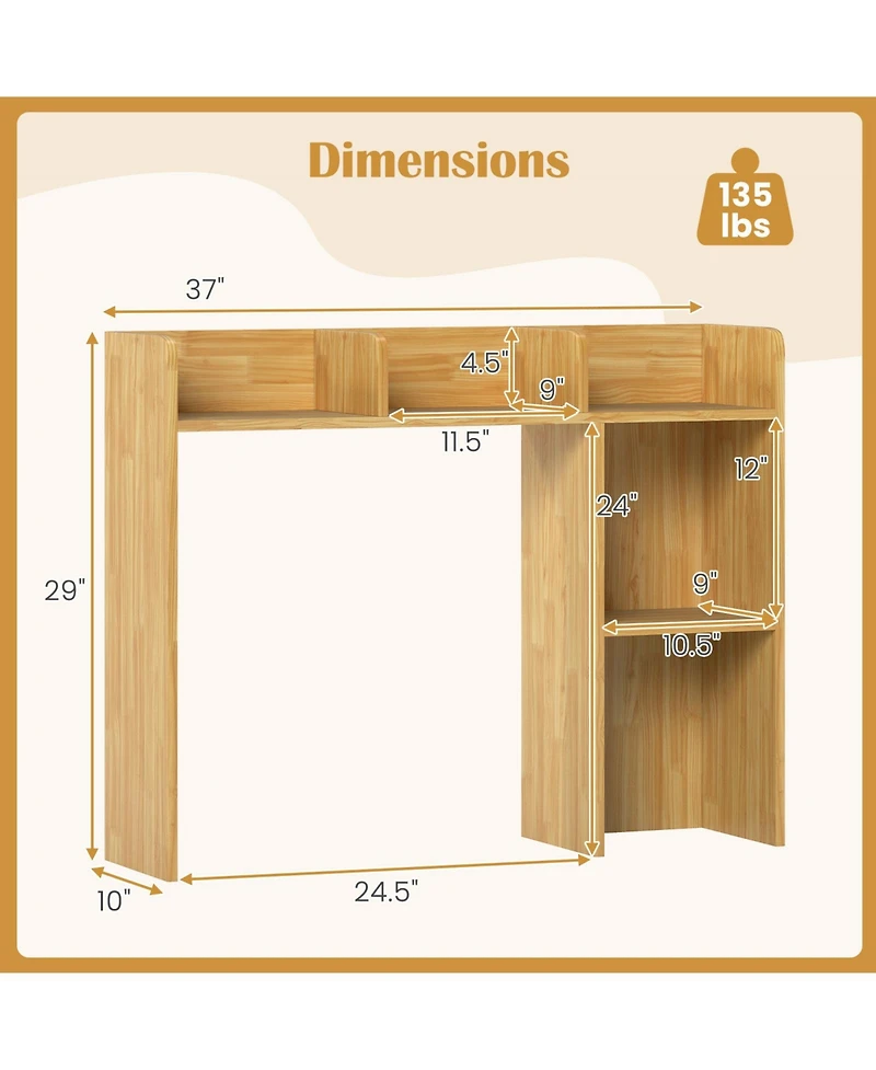 Sugift Three Tier Desk Bookshelf with Open Shelves for Workspace