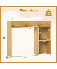 Sugift Three Tier Desk Bookshelf with Open Shelves for Workspace