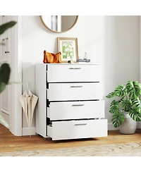 Sugift Four Drawer Storage Cabinet with Metal Legs and Safety Design
