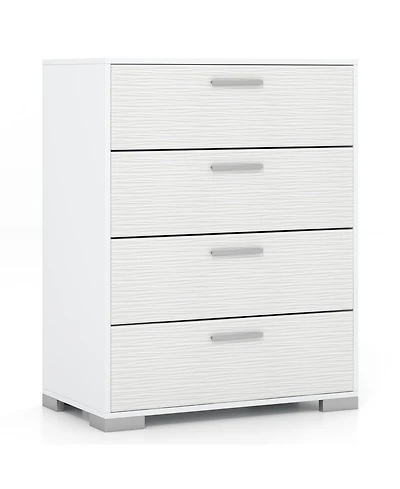 Sugift Four Drawer Storage Cabinet with Metal Legs and Safety Design