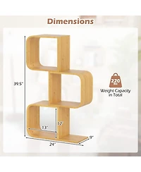 Slickblue 3-Tier S-Shaped Bookcase with 3 Open Cubes for Living Room