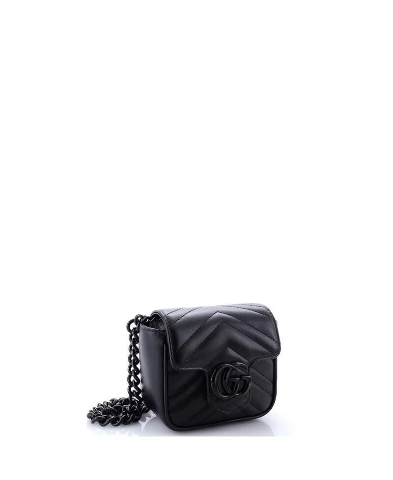 Pre-Owned Gucci Mini Gg Marmont Flap Belt Bag Matelasse Leather