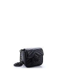 Pre-Owned Gucci Mini Gg Marmont Flap Belt Bag Matelasse Leather