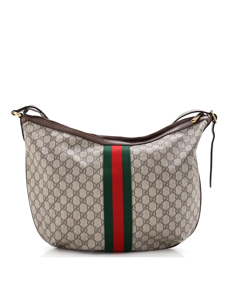 Pre-Owned Gucci Large Ophidia Half Moon Hobo Gg Coated Canvas
