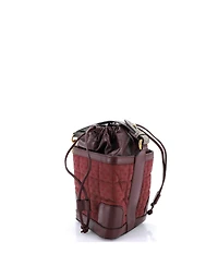 Pre-Owned Gucci Mini Drawstring Bucket Crossbody Bag Quilted Gg Canvas and Leather with Gg Coated Canvas