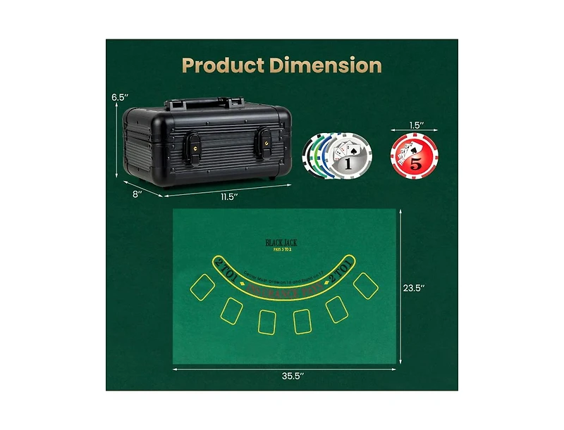 Hongge Texas Holdem Poker Chip Set with 300 Pieces Chips