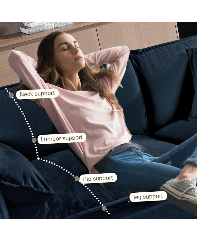 Boyel Living Deep Seat Sectional Sofa Cloud Couch with Ottoman, Modern Chenille Comfy Love Upholstered Modular L Shaped Couch,Diy Combination