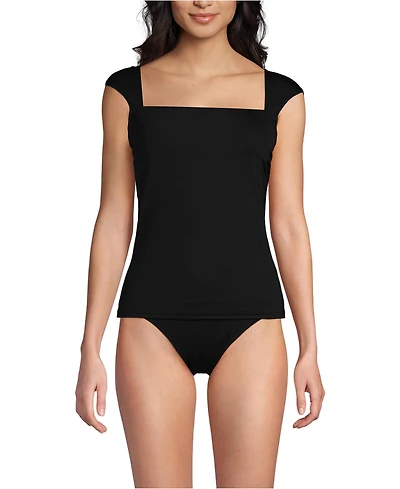 Lands' End Women's Long Torso Square Neck Underwire Tankini Top