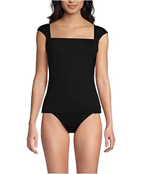 Lands' End Women's Long Torso Square Neck Underwire Tankini Top
