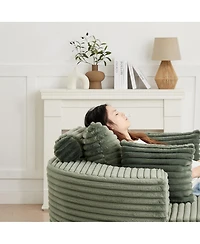 Streamdale Furniture Streamdale 55"L Corduroy Foam Single Swivel Chair, Fluffy Modern Sleeper, 360 Degree Swivel